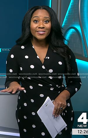 Kay Angrum’s black polka dot dress on NBC News Daily