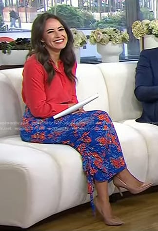 Kaylee’s blue floral ruched skirt on Today