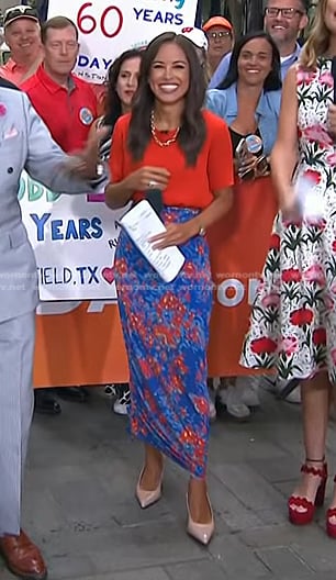 Kaylee’s blue floral ruched skirt on Today