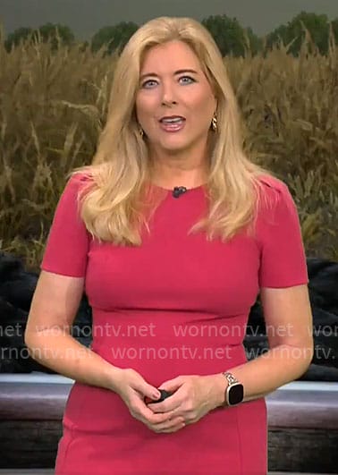 Kelly Cass’ pink short sleeve dress on CBS Mornings