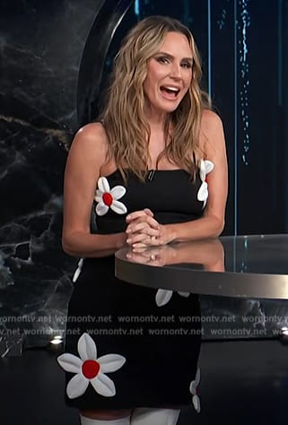 Keltie’s black floral applique mini dress on E! News