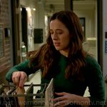 Kim’s green cable knit sweater on Chicago PD