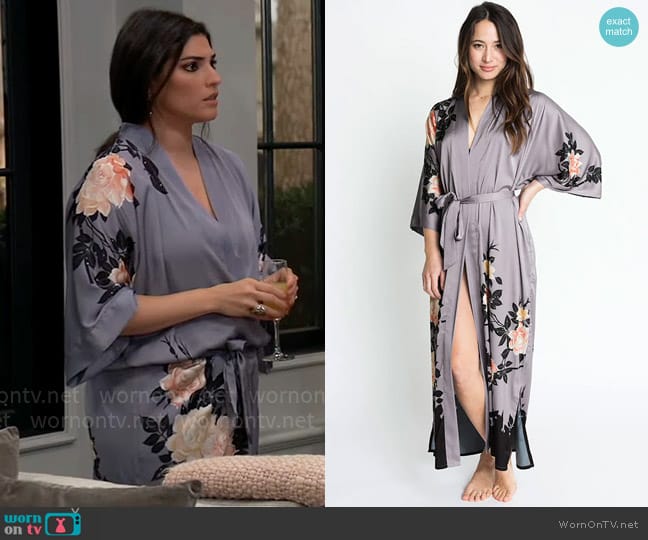 Kim + Ono Long Robe in Blush Rose - Dusk worn by Brook Lynn Quartermaine (Amanda Setton) on General Hospital