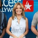 Kit’s blue sleeveless cotton dress on Access Hollywood