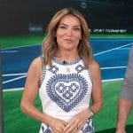Kit’s white and blue embroidered dress on Access Hollywood