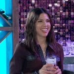 Kristina’s brown leather trim zip shirtdress on General Hospital