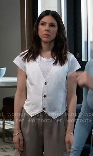 Kristina’s white denim vest on General Hospital