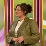 Kristina Zias’s green leather blazer on The Drew Barrymore Show