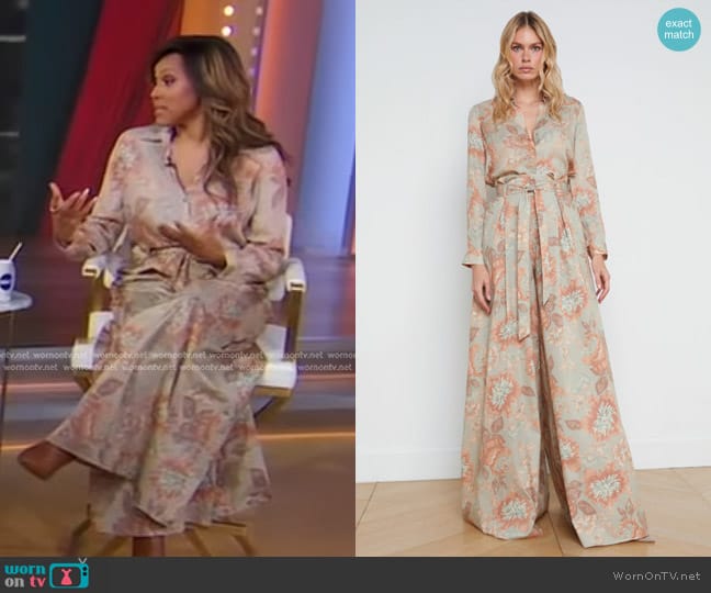 L'Agence Nina Soft Pastel Vintage Floral Silk Blouse worn by Deborah Cox on Good Morning America