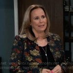 Laura’s floral jacquard jacket on General Hospital