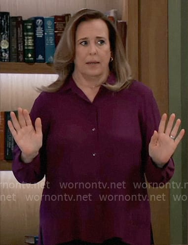 Laura’s purple button down blouse on General Hospital