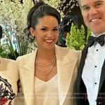 Laura’s white peak lapel blazer and pants on Today