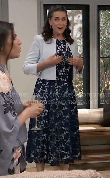Lois’s navy lace dress and cropped jacket on General Hospital