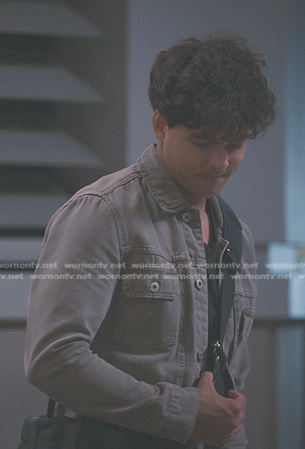 Lucas’s grey jacket with corduroy collar on Greys Anatomy