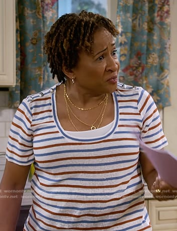 Lucretia’s striped scoop neck tee on The Upshaws
