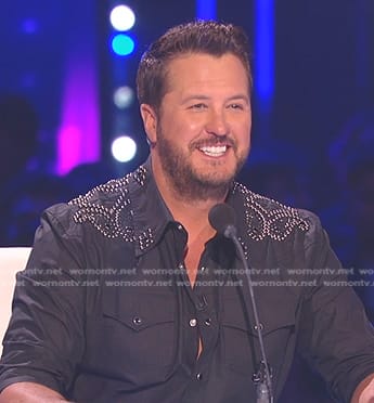 Luke Bryan’s black studded western shirt on American Idol
