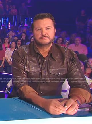 Luke Bryan’s brown leather western shirt on American Idol