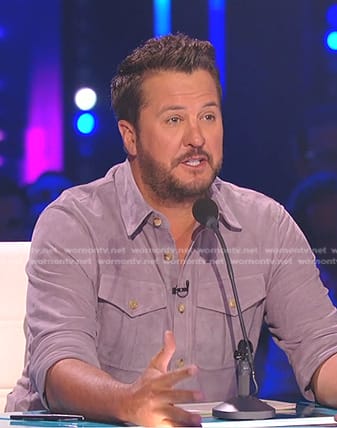 Luke Bryan’s grey suede shirt on American Idol