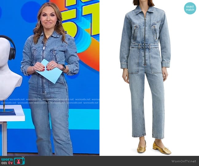 Mango Long Sleeve Denim Jumpsuit worn by Lori Bergamotto on Good Morning America