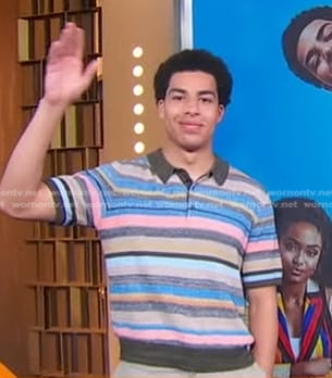 Marcus Scribner’s striped polo shirt on Good Morning America