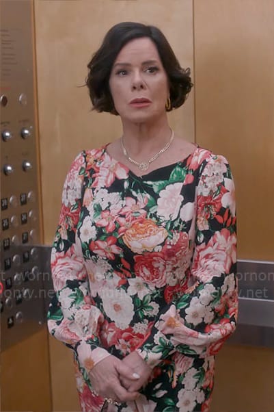 Margaret’s floral long sleeved dress on So Help Me Todd