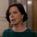 Margaret’s green crystal drop earrings on So Help Me Todd