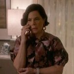 Margaret’s pink puff sleeve blouse and satin pants on So Help Me Todd