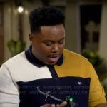 Marty’s colorblock knit polo shirt on The Neighborhood