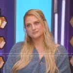 Meghan Trainor’s blue oversized cardigan on American Idol
