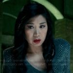 Mel’s grey rhinestone studded sweater on The Equalizer