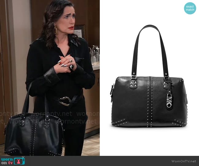 Michael Kors Astor Large Leather Shoulder Tote worn by Lois Cerullo (Rena Sofer) on General Hospital
