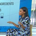 Dr. Michelle Henry’s floral print dress and blue satin pumps on Today