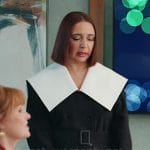Molly’s black dress with white oversized collar on Loot