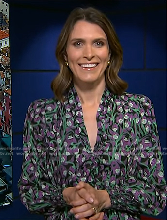 Molly’s black floral tie neck dress on Today