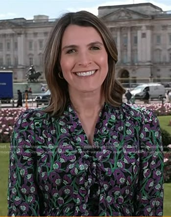 Molly’s black floral tie neck dress on Today