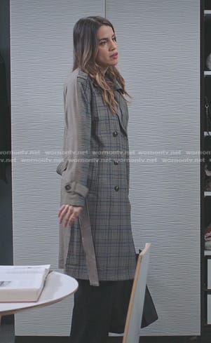 Monica Beltran’s plaid trench coat on Greys Anatomy