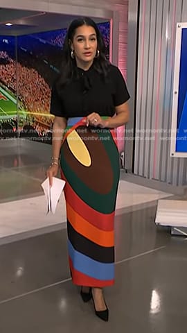 Morgan’s multicolored print skirt on NBC News Daily