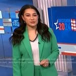 Morgan’s green blazer and pants on NBC News Daily