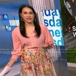Morgan’s pink blouse and floral skirt on NBC News Daily