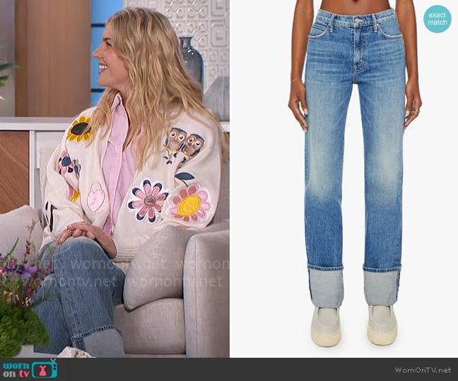 Mother The Duster Skimp Cuffed Straight Leg Jeans worn by Amanda Kloots on The Talk