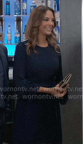 Natalia’s navy pleated dress on General Hospital