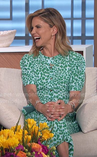 Natalie’s green leopard print jumpsuit on The Talk