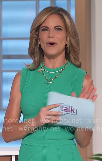 Natalie’s green scalloped trim dress on The Talk