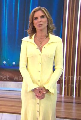Natalie Morales’ yellow button front midi dress on CBS Mornings