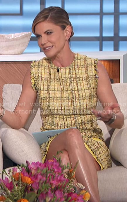 Natalie’s yellow tweed mini dress on The Talk