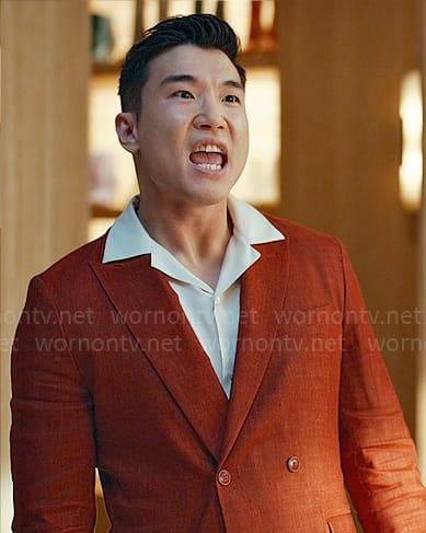 Nicholas’s red double-breasted blazer on Loot