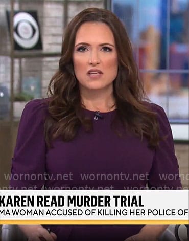 Nikki Battiste’s purple knit dress on CBS Mornings