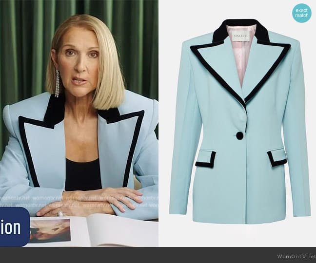 Nina Ricci Single-breasted velvet-trimmed blazer worn by Celine Dion on E! News