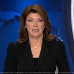 Norah’s black puff sleeve blazer on CBS Evening News
