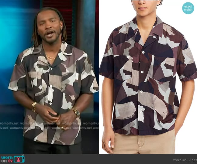 Norse Projects Printed Short Sleeve Button Front Camp Shirt worn by Scott Evans on Access Hollywood